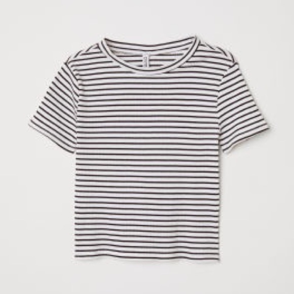Striped ribbed crop tee